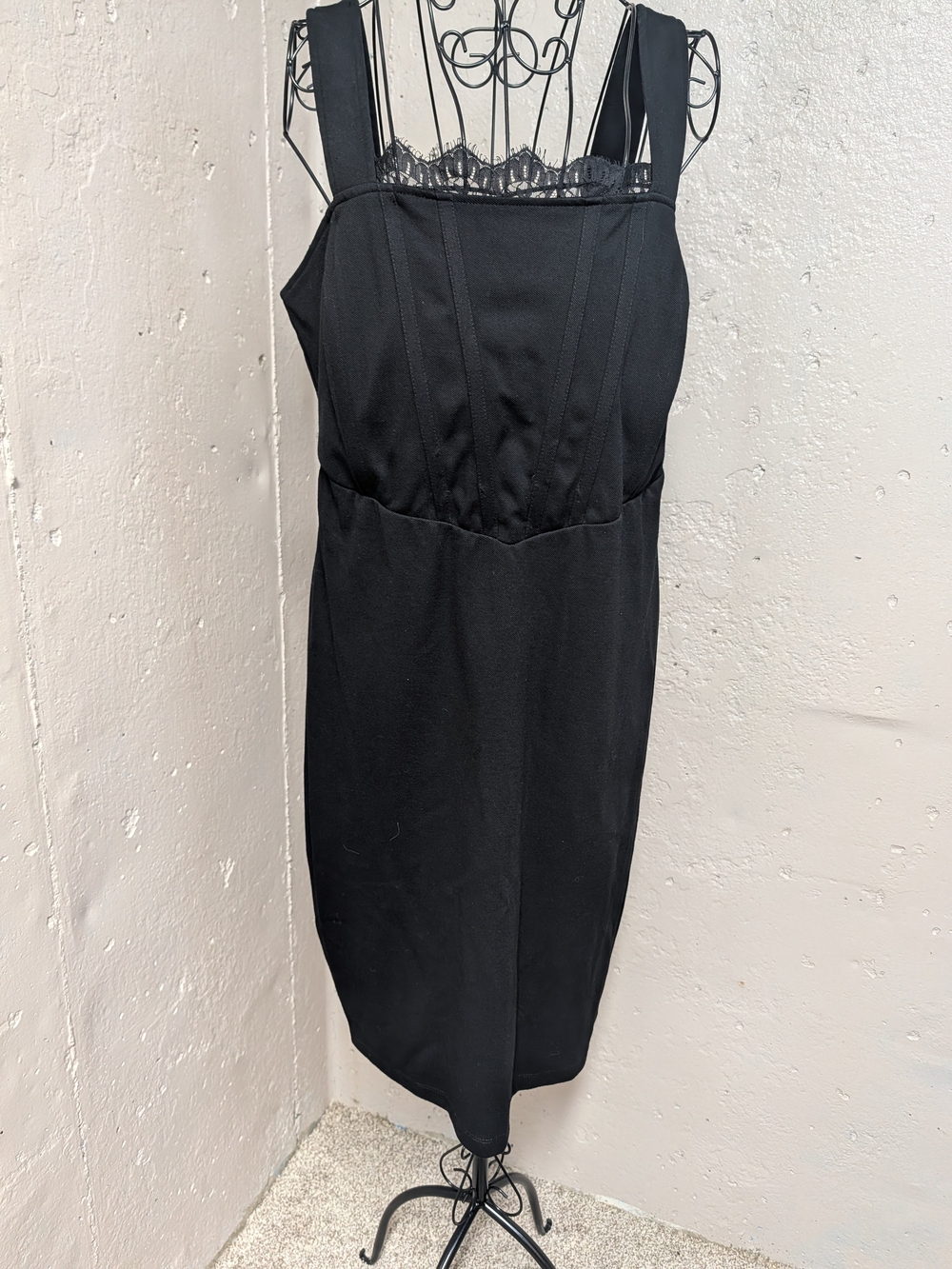 Torrid Black Lace Corset Bodycon Midi Dress
